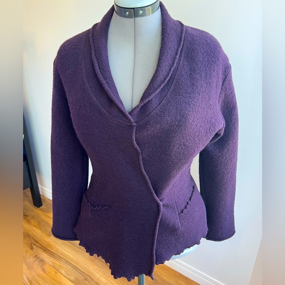 Maurices Deep Purple100% superfine merino wool  Cardigan Sweater jacket - Picture 3 of 9